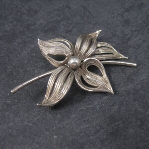 Vintage Sterling Silver Flower Brooch by Forstner
